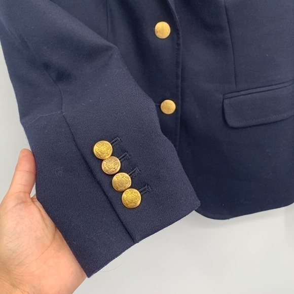J. CREW school boy Blazer in Italian Stretch Wool Navy and Gold Button Details - Picture 6 of 13